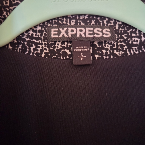 Express Black & White Classic Shirt Dress Long Sleeve Zip Front Tie Waist Small - Picture 9 of 15